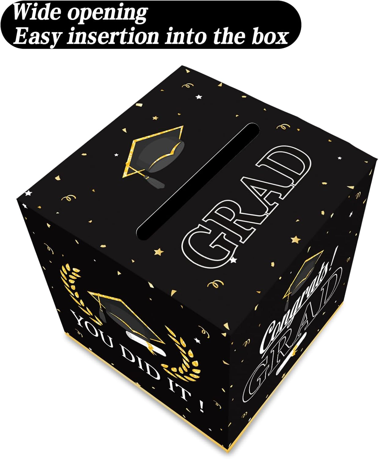 Graduation Card Box, Black Graduation Decorations 2026 Grad Party Supplies, Congrats Grad Card Boxes Holder for Party Decorations