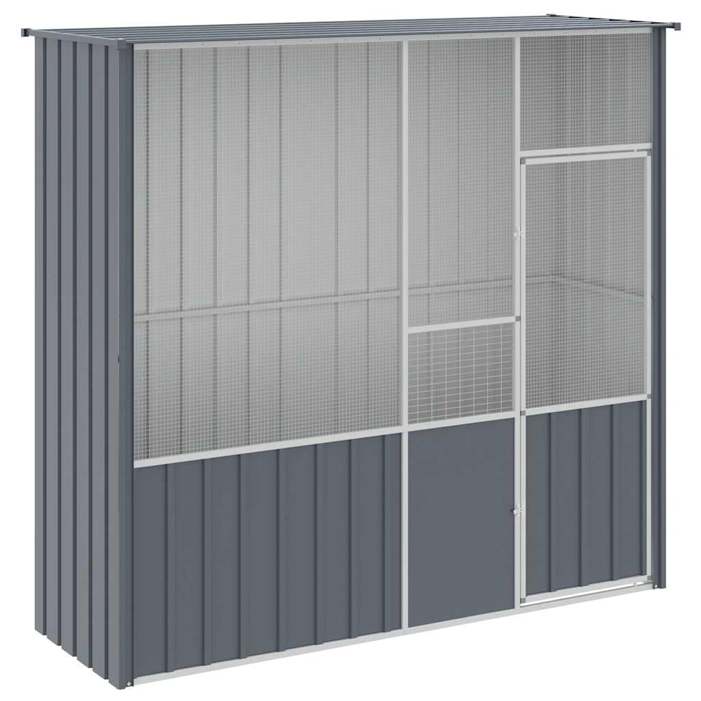 Willood Voliere, Vogelkäfig mit abschließbarer Vogelhaus Anthrazit 215x78x200 cm Verzinkter Stahl