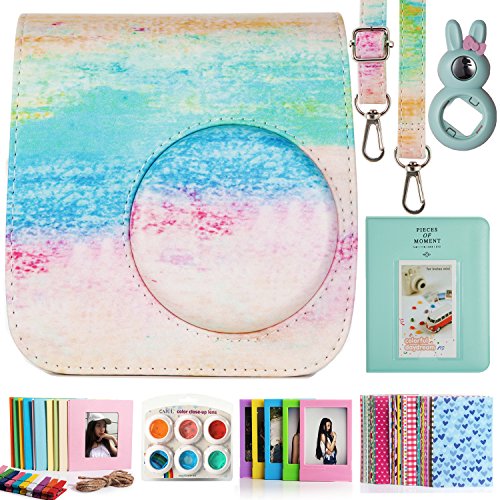 CAIUL Camera Accessories Bundle Compatible with Fujifilm Instax Mini 7s and Polaroid PIC-300, Rainbow Mist