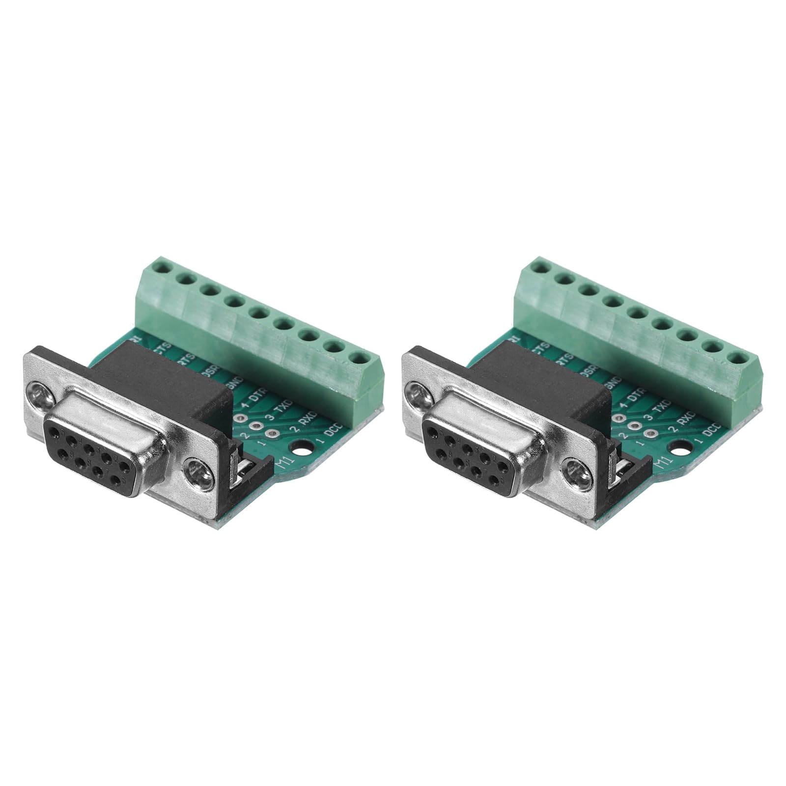 QUARKZMAN 2 sztuki D-Sub DB9 złącze płyty breakout 9-pinowe 2-rzędowe żeńskie Rs232 adapter portu szeregowego do bezlutowych bloków zaciskowych