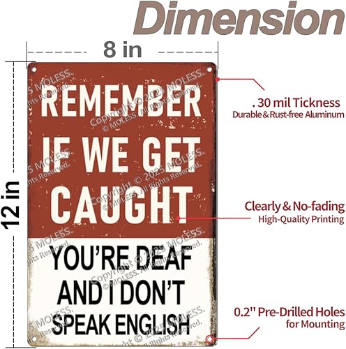Miniatura 3 de Letrero divertido de barra o cueva de hombre con texto en inglés "Remember If We Get Caught"  Letreros de cerveza de metal vintage duraderos de 12 x