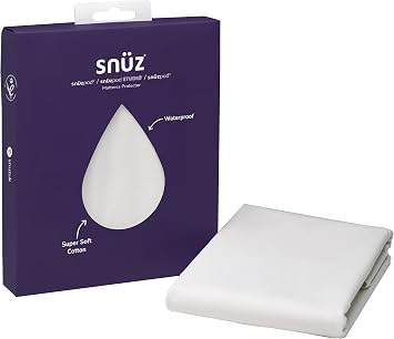 Snuz Waterproof Crib Mattress Protector for SnuzPod5, SnuzPod3 & Studio - Super Soft Brushed Cotton Cot Mattress Protector with Dust Mite Barrier, Machine Washable Crib Sheets 44x80cm