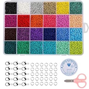 Naler 24000 stks glazen rocailles, kleine pony kralen geassorteerde kit ondoorzichtige kleuren ambachtelijke rocailles…