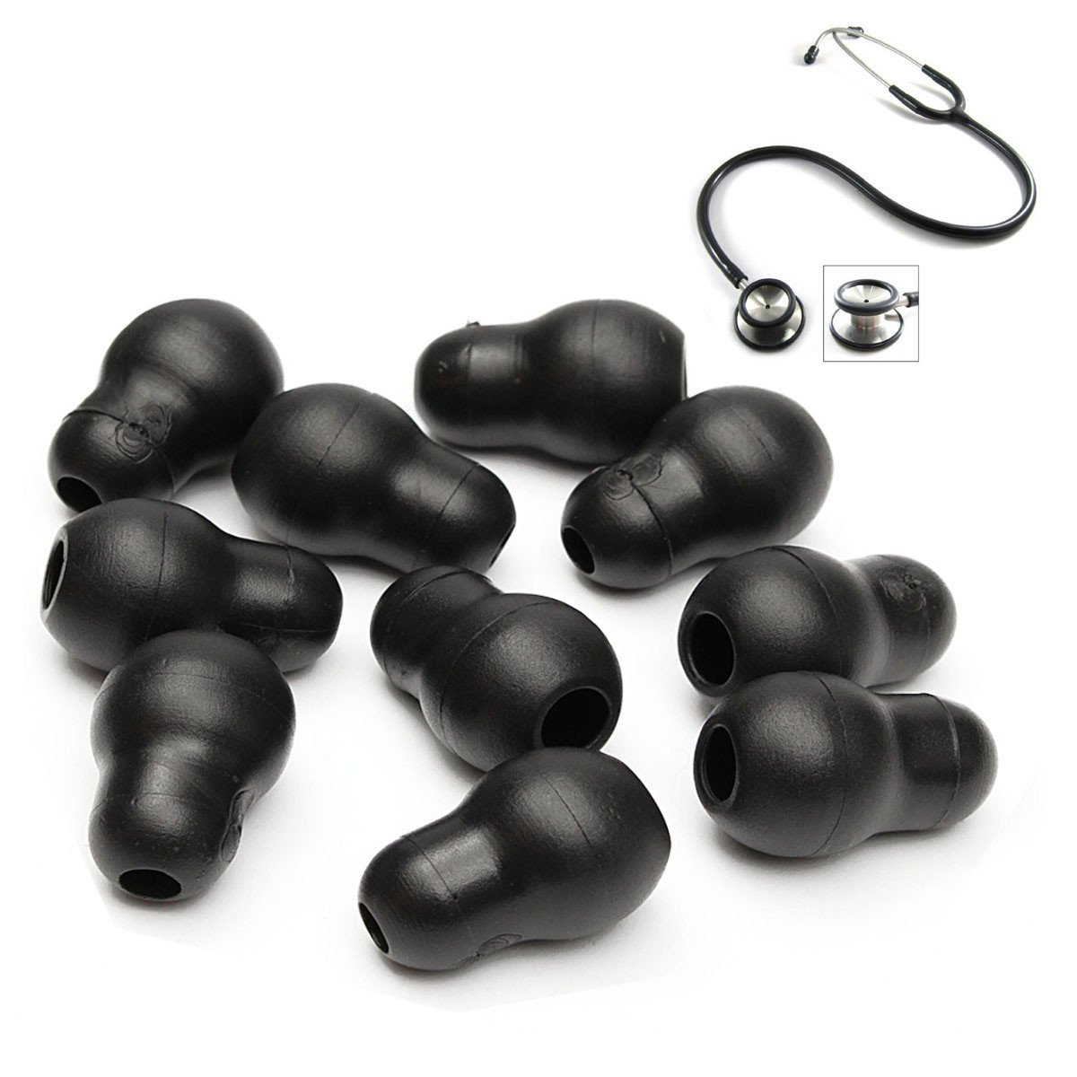 10pcs 2cm Silicone Black Super Soft Earplug Eartips Earpieces For Littmann Stethoscope