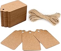 G2PLUS 100PCS Kraft Paper Blank Gift Tags with 66ft Twine String, 2.8x1.6in Writable Hanging Labels for Gifts, Crafts, Holidays