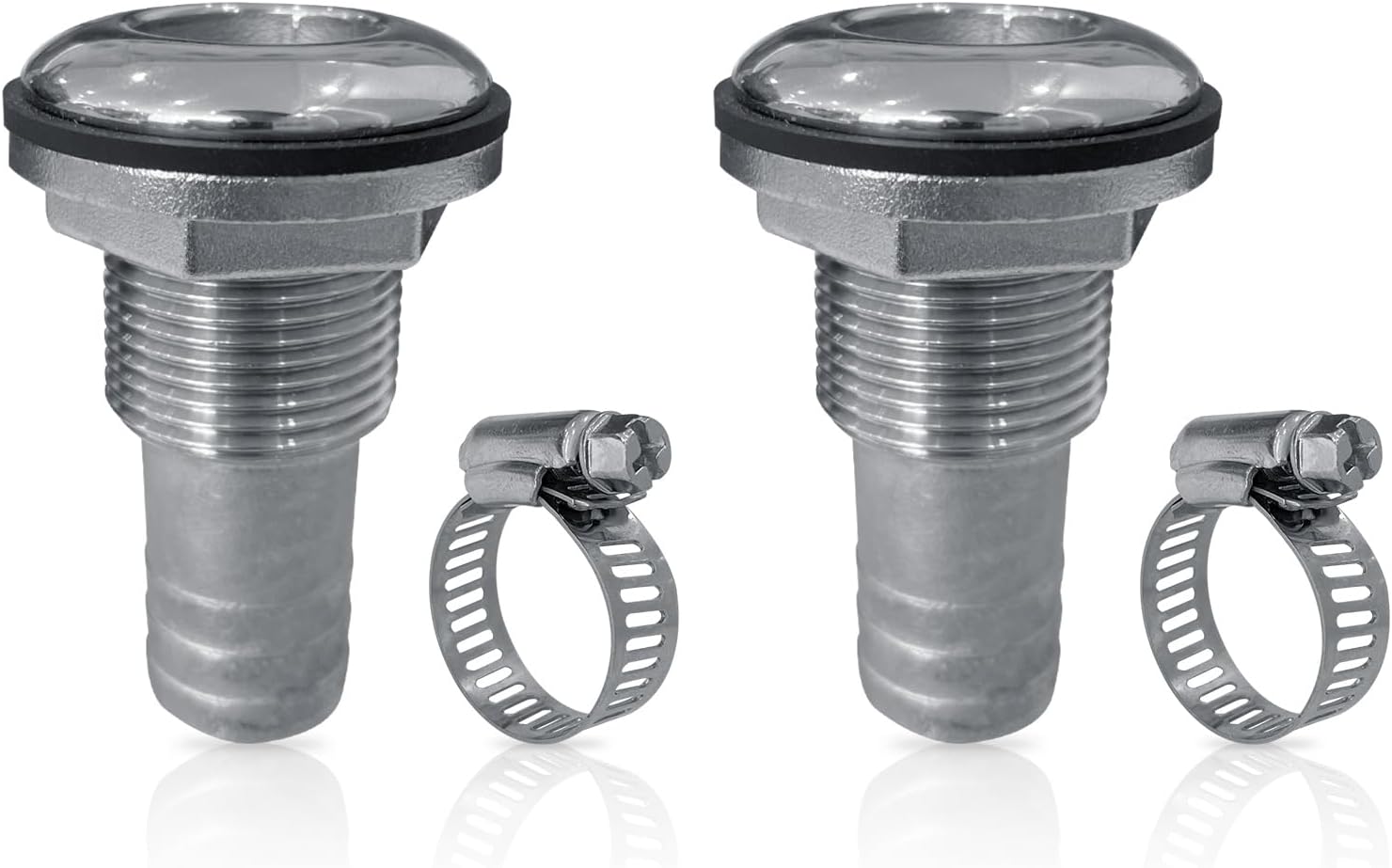 2Pcs Thru Hull Fittings for Boats, Stainless Steel Barbed Straight Thru Hull Fitting Drain for 3/4 inch I.D. Hose for Boat, Yacht