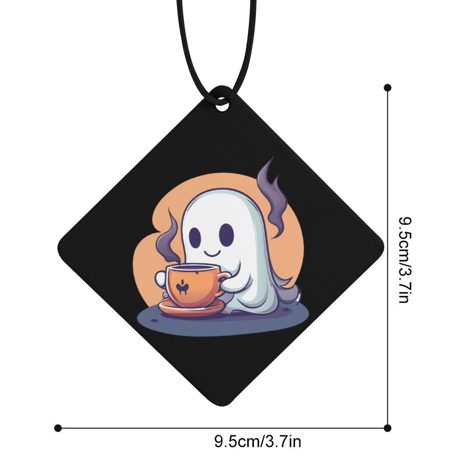 Halloween Ghost Coffee Car Air Freshener Hanging Aromatherapy Tablets for Car Accessories Rhombus