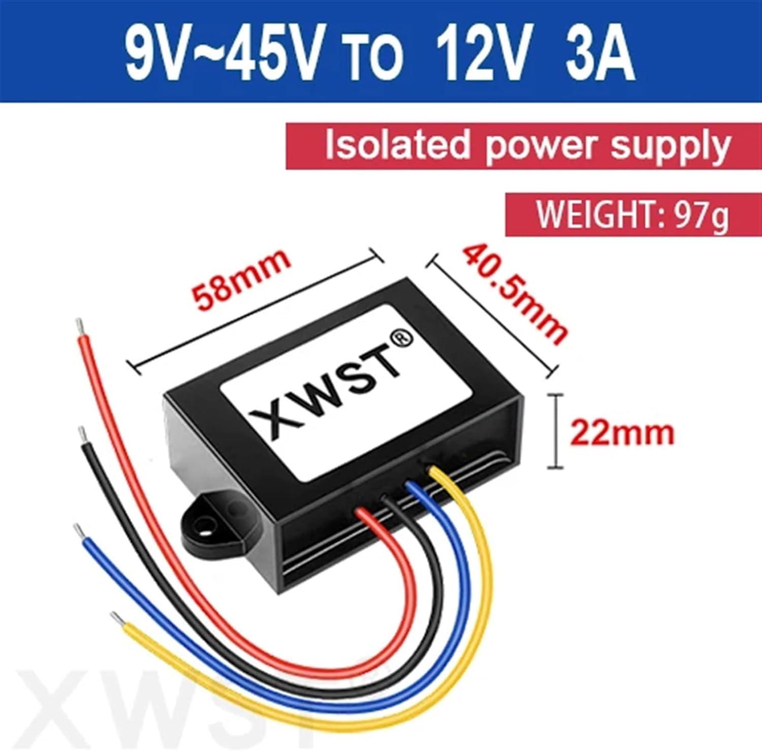 Isolated DC DC Converter 9-45v 12v 24v 36v to 12v 1A 3A 5A Step Down Converter Power Supply(3A)