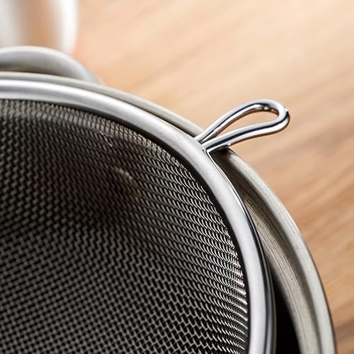 Miniatura 9 de Cuchara coladora de acero inoxidable con mango largo para servir alimentos y separación de aceite caliente, diseño ergonómico para cocina,