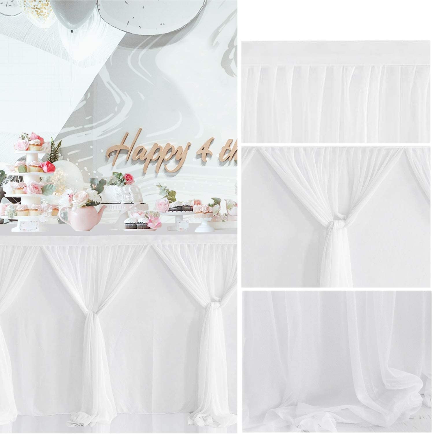 Gonna Da Tavolo In Tulle Bianco Con Luci - 2.75m Per Matrimoni, Compleanni E Feste - Foto 12