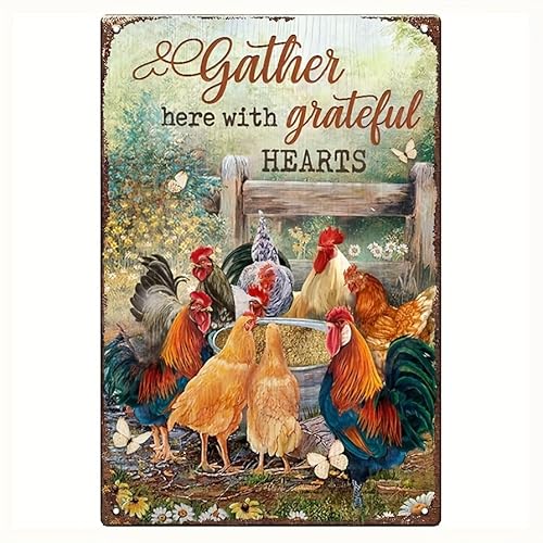 peiyeety Watercolor Rooster Meadow Land Gather Aluminium Metal Tin Sign Home Plaque Poster Home Bar Pub Wall Are Decor New 8"x12"