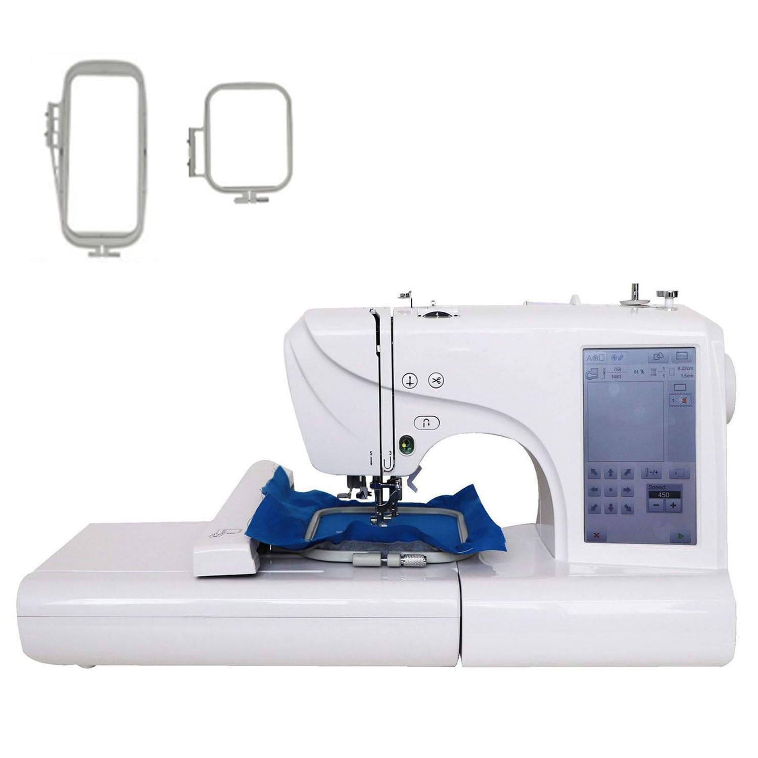 Máquina de coser y bordar 2 en 1 con LAN inalámbrica, 132 diseños integrados, aros de 4 x 4 pulgadas y 4 x 9.2 pulgadas, pantalla táctil LCD de 7 pulgadas, puerto USB, para principiantes