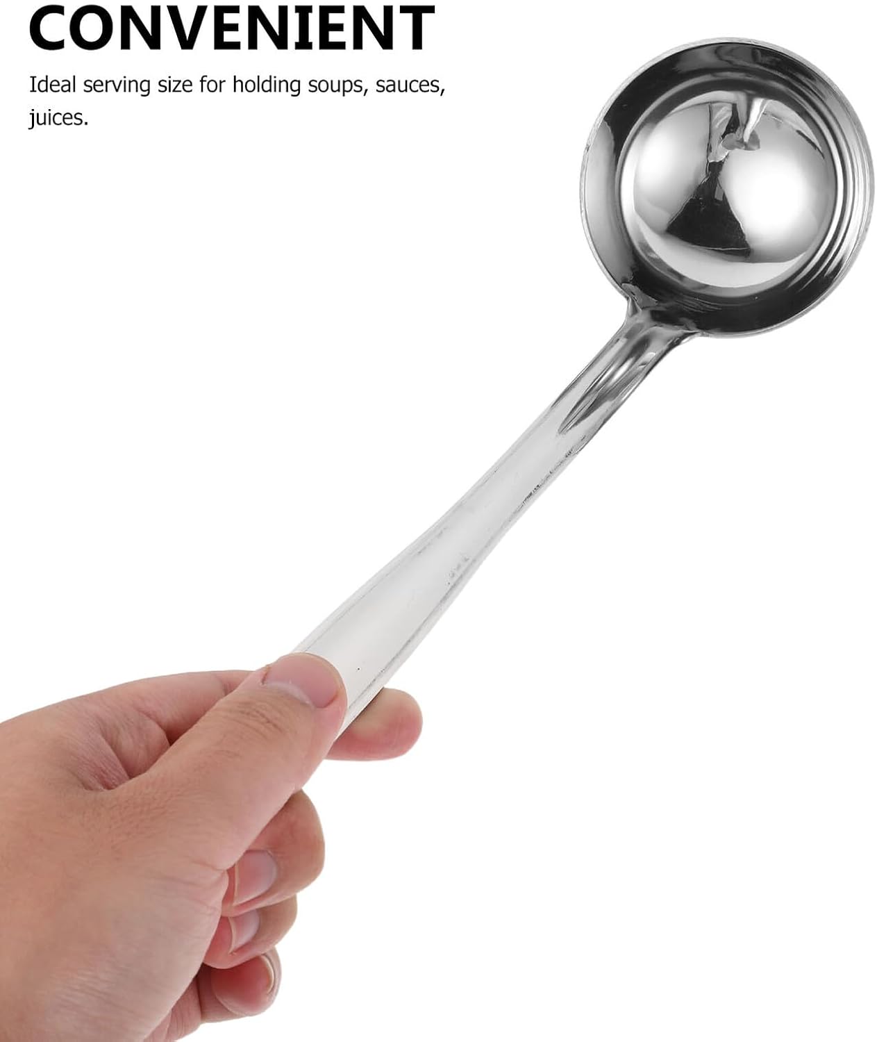 Stainless Steel Soup Ladle Serving Spoon 50ml Long Handle with Hook