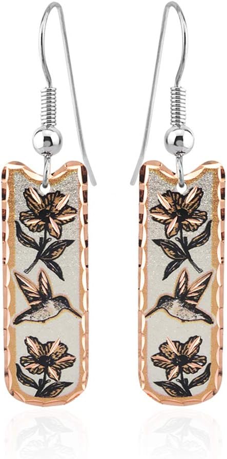 FRONT LINE JEWELRY RECT. Shaped SW Native American Earrings Horse/Feather/Flowers/Giraffe/Art Deco/Hummingbird/Sunburst/Bow/Cross/Southwestern Earrings