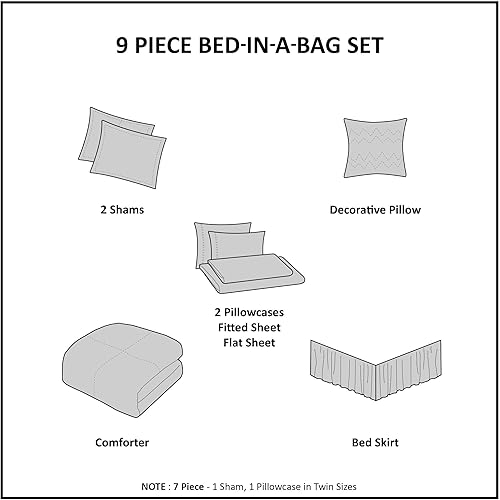 Miniatura 5 de Madison Park Essentials Maible - Juego completo de edredón y sábanas de algodón, con diseño de medallones de flores de damasco, para todas las