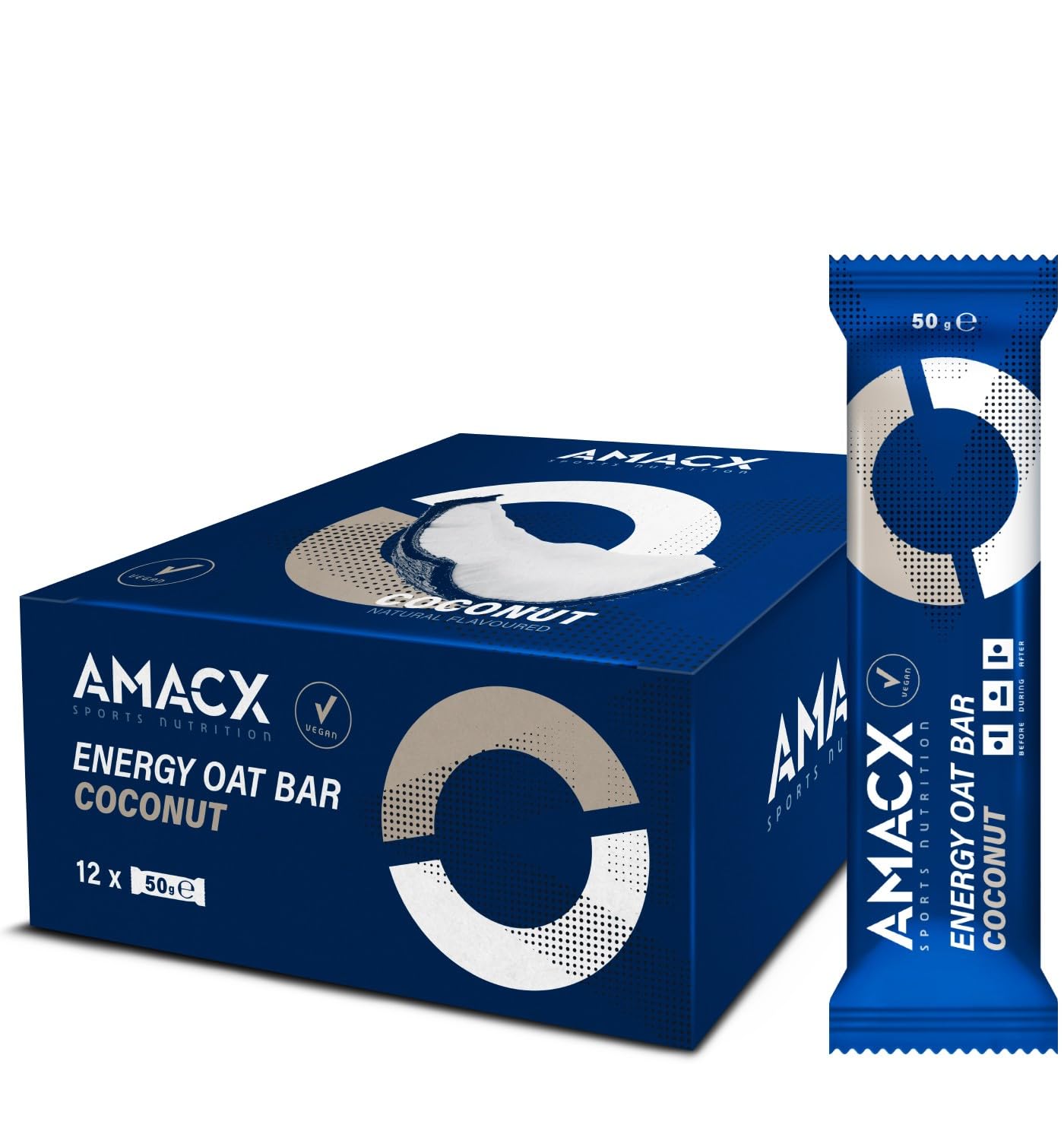 AMACX Energy Oat Bar – Energieriegel Kohlenhydrate-Mix – 12er Pack – Proteinriegel mit 50mg Magnesium – Oatsnack für Athleten – Power Bar Haferflocken Snack – Kokosnuss