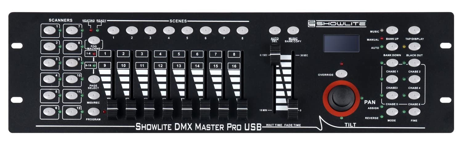 Showlite Master Pro 192 Kanal DMX Controller (zur professionellen Lichtsteuerung, USB Anschluss) & Adam Hall Cables 3 STAR DMF 0150 DMX Kabel 3-Pol XLR Female auf 3-Pol XLR male | 1.5 m