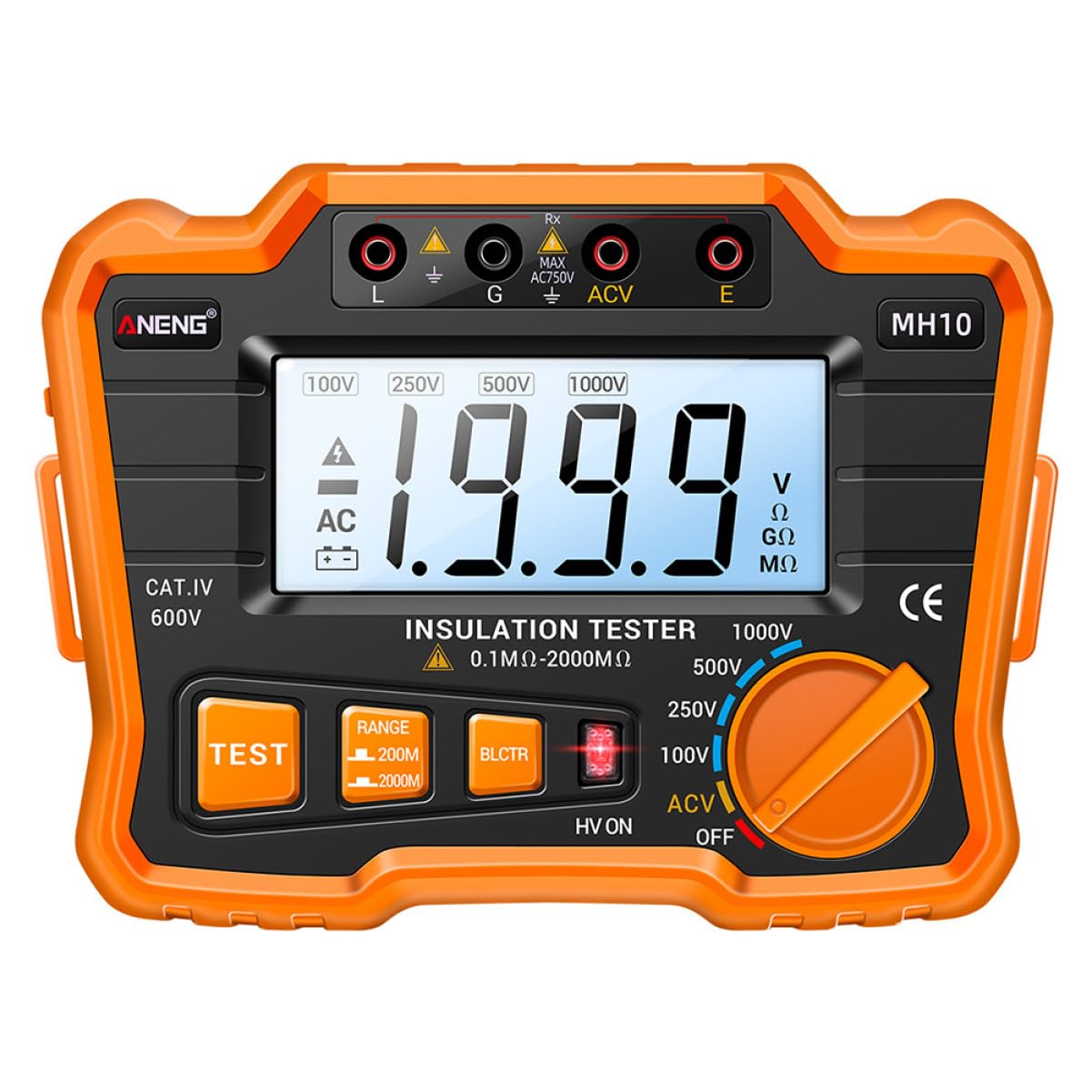 CHILDWEET Electronic Megohm Insulation Tester Backlight LCD Screen Voltage Selection Safe Operation High Load Capacity