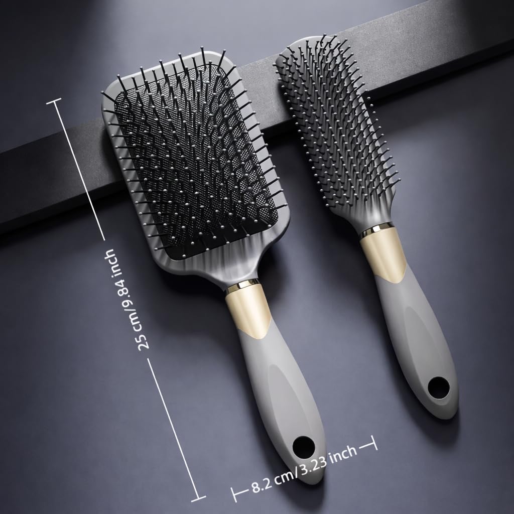 Netora Air Cushion Hair Brush Comb Set for Women & Men, Anti-Static Detangling Hair Brush, Paddle Brush for Wet & Dry Hair, Professional Styling Comb for Curly, Straight, Thick & Thin Hair (2 PCS) 3