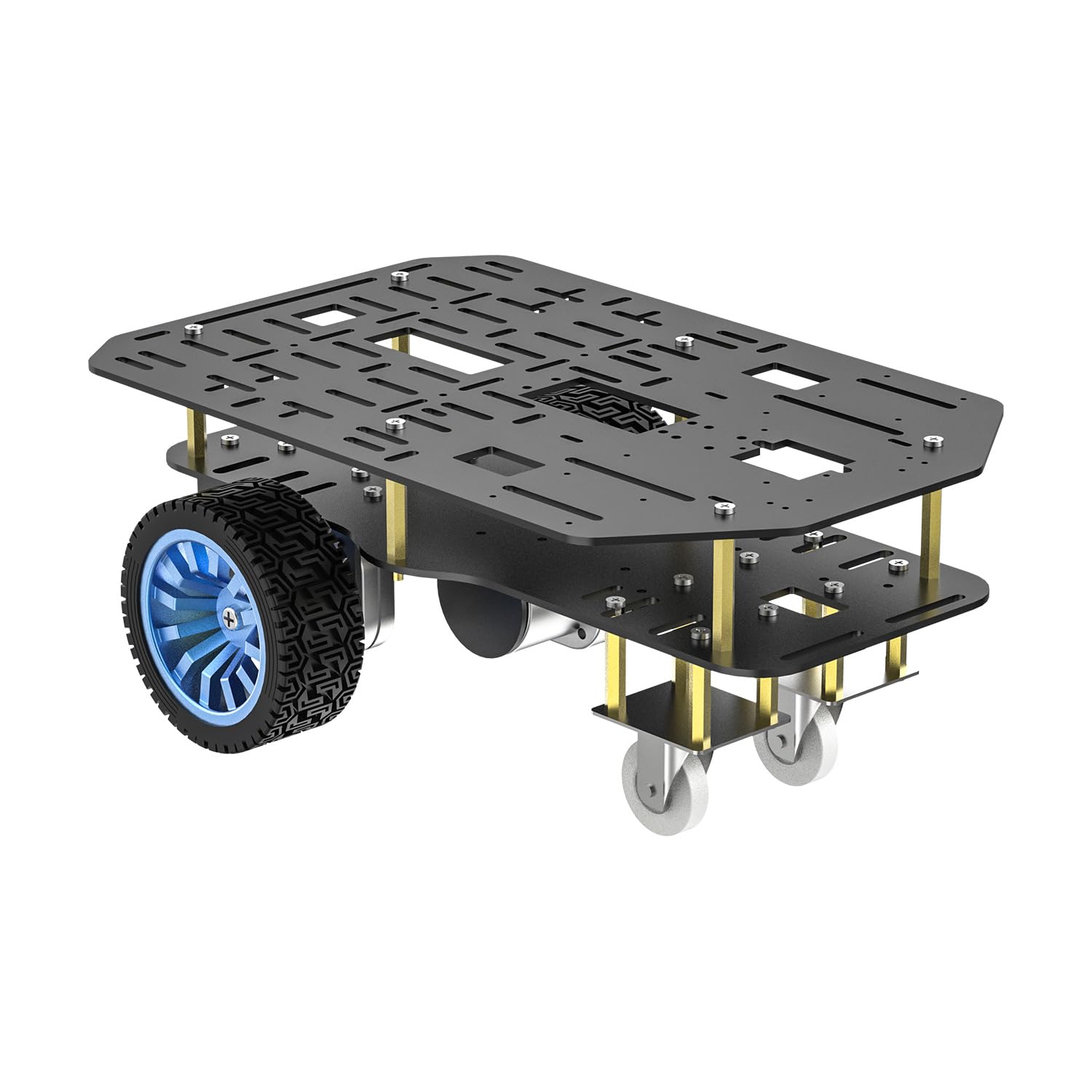 Yahboom Smart Chassis Car Kit, Equipped with Aluminum Chassis, 520 Encoder Motor, DC 12V Motor, 65mm Wheels, Robot Mobile Platform (2WD Chassis without Battery)