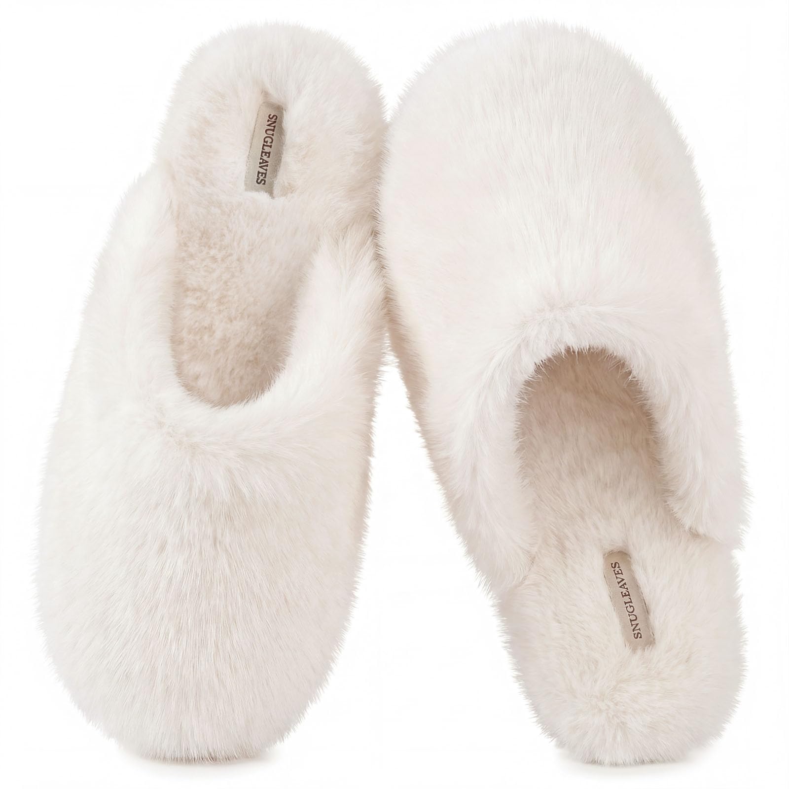 Snug Leaves Women's Fuzzy Scuff Slippers Soft Comfy Memory Foam Non-slip Indoor House Shoes