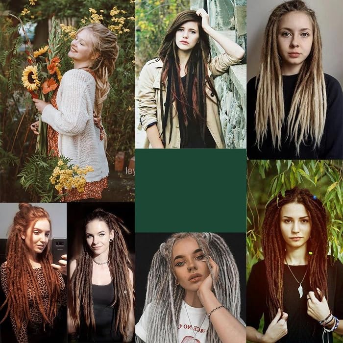 Miniatura 6 de Extensiones sintéticas de rastas, extensiones de cabello trenzado de ganchillo, extensiones de cabello trenzado para mujeres y hombres, 10 hebras