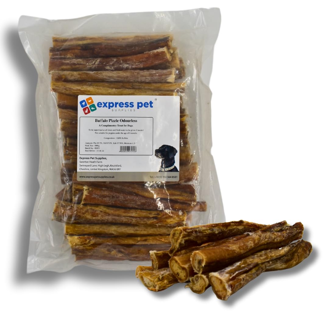 Express Pet Supplies Buffalo Pizzles Natural Dog Treat Chews, 250g