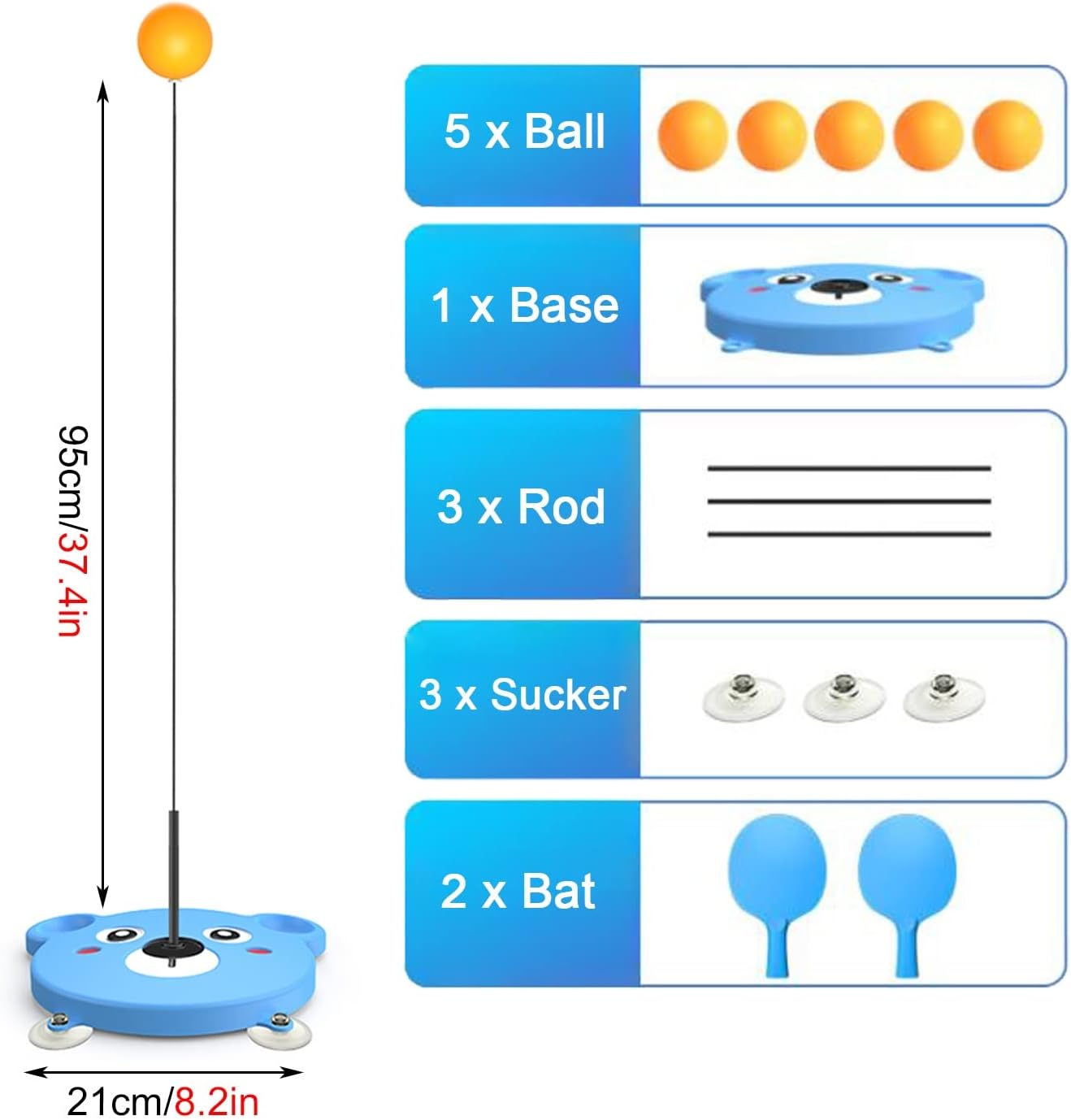 Portable Table Tennis Rebound Exerciser for Sports Exercise, Adults Kids Ping Pong Balls Springback Machine, Gym Relief Stress Equipment