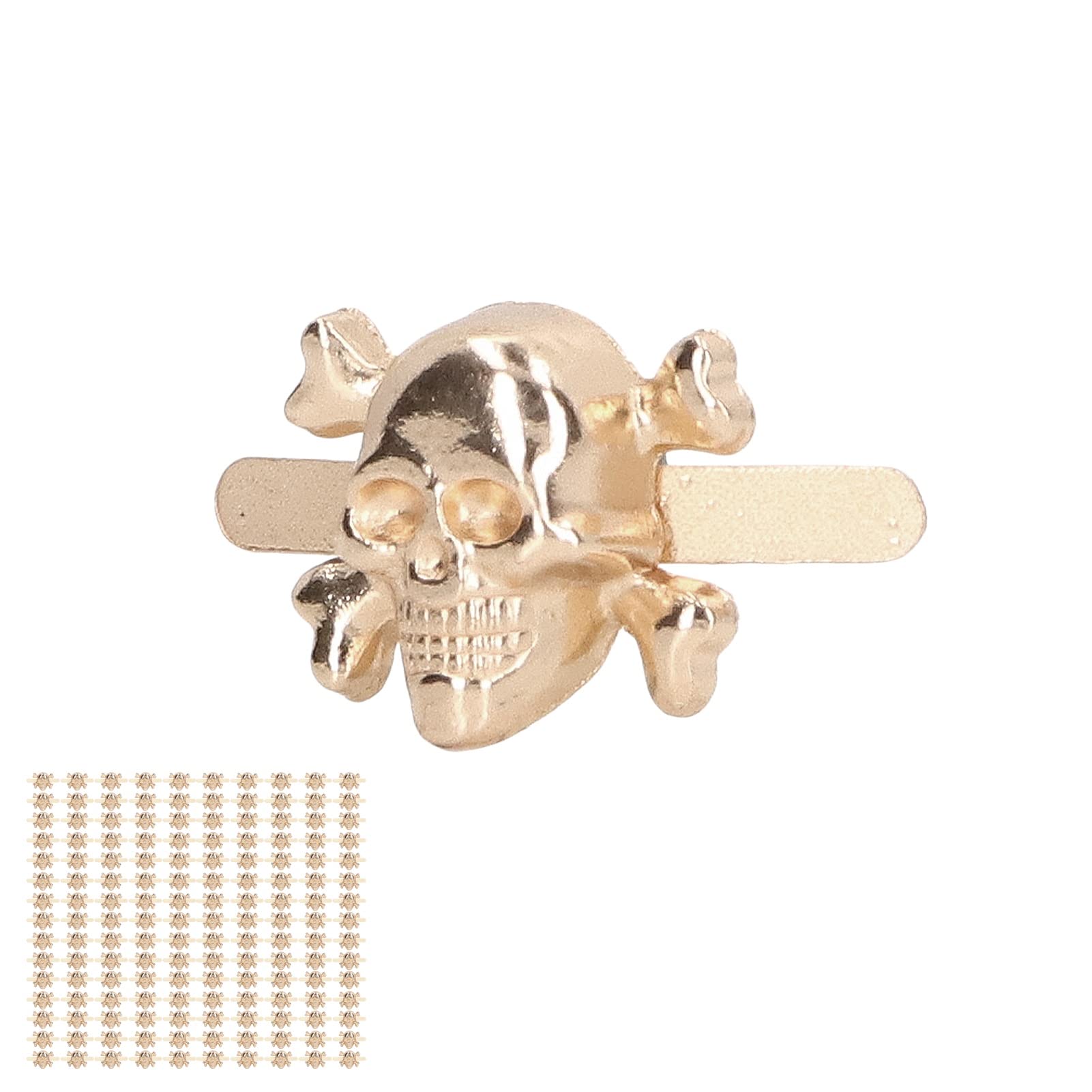 150 piezas de remaches de calavera estilo gótico de moda hermosos accesorios de perno de calavera para zapatos DIY bolsas de ropa (Oro)