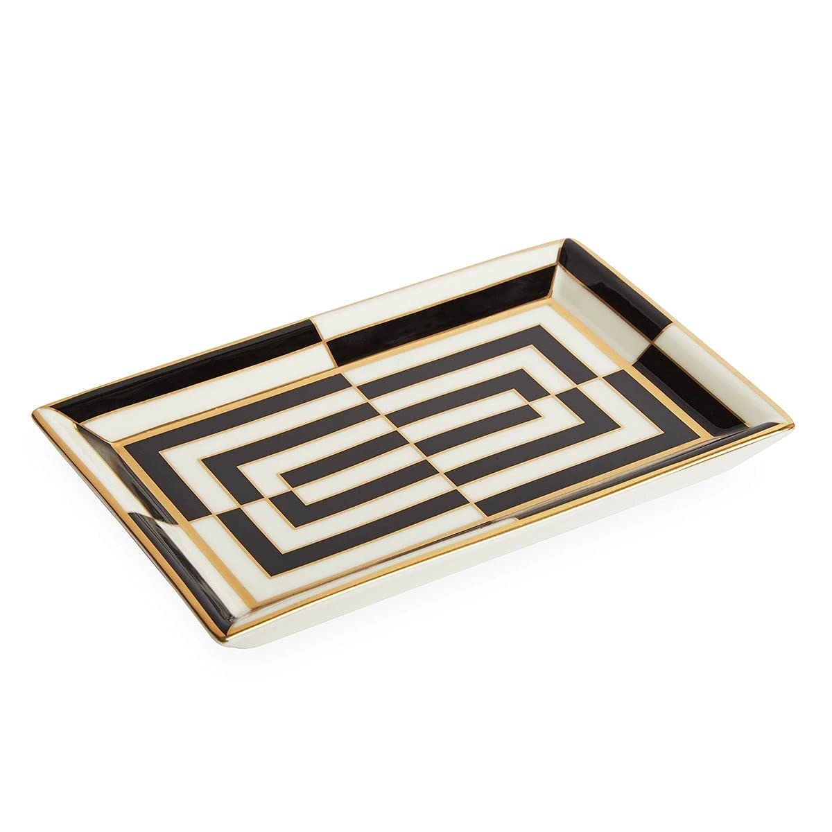 Jonathan Adler Women's Op Art Rectangle Tray, Black/White, One Size