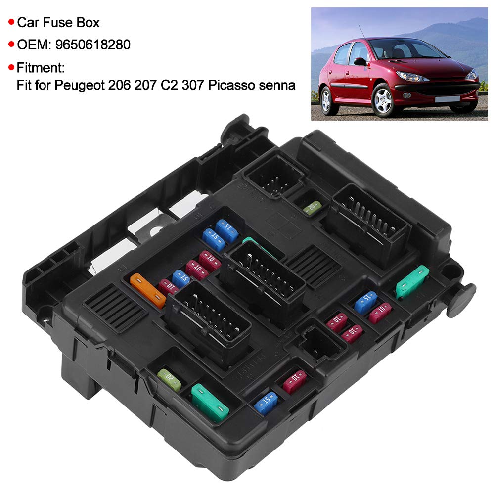 Brilluxa Auto Fusebox Unit Replacement 9650618280 Fit for Peugeot 206 207 C2 307 Picasso Senna, Car Box Block Accessories Fusebox Panel Assembly