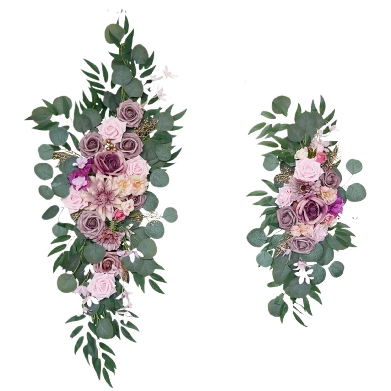 Artificial Floral Swags Purple Lilac Artificial Wedding Arch Flowers Floral Swag Arrangement For Ceremony Arbor Reception Backdrop Decors for Ceremony Backdrop, Fireplace and Door Decor(Color2)