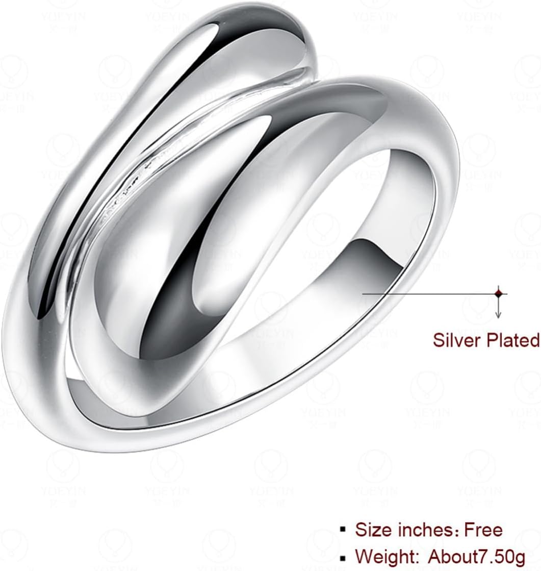 Handmade Rings 925 Sterling Silver Statement Rings Adjustable Chunky Stacking Band Ring for Women - Image 2