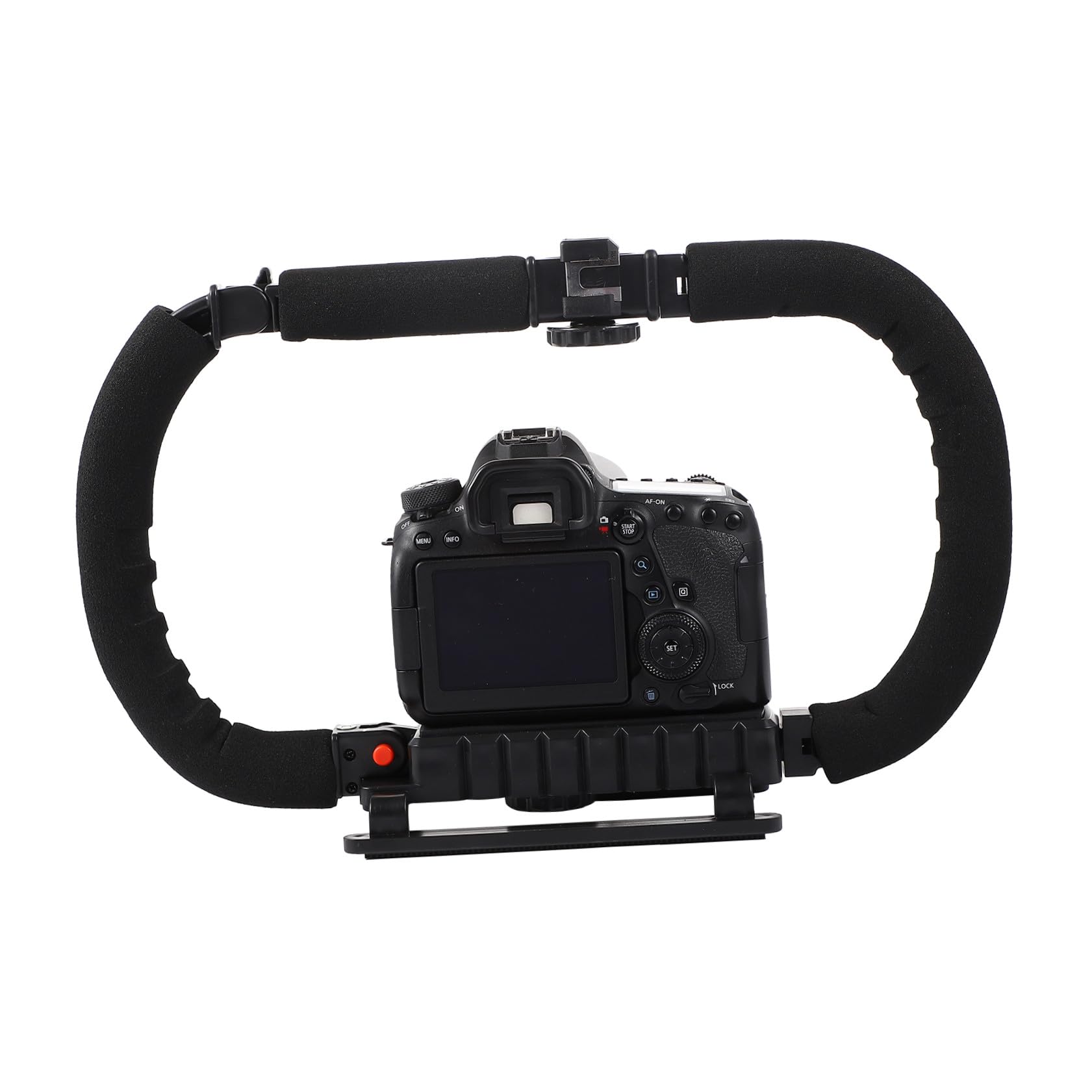 Estabilizador de Cámara DSLR Soporte Lateral Negro, Bloqueo de Ángulo y 3 Zapatas Calientes, Compatible Videocámaras y Teléfonos Móviles para Grabación Profesional