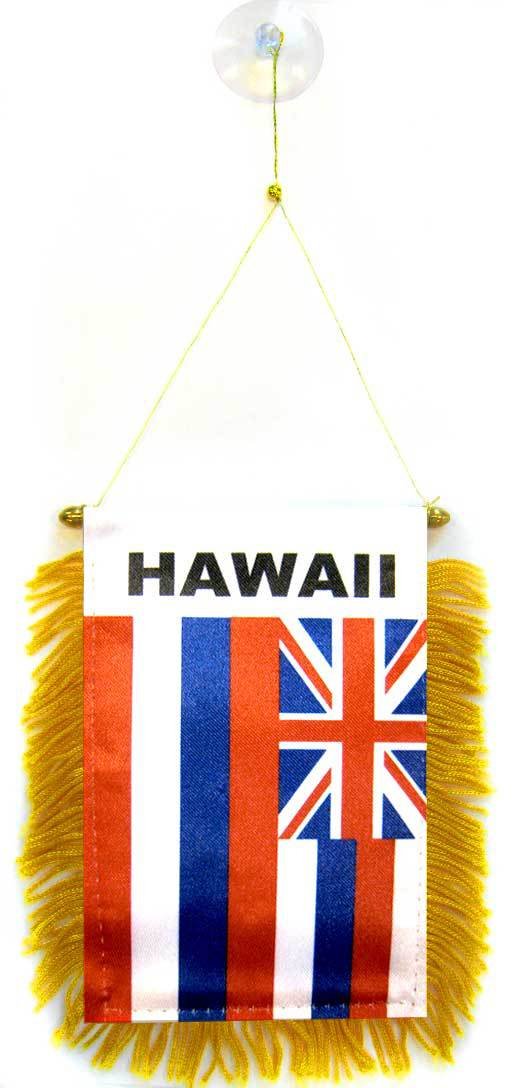 AZ FLAG Hawaii Mini Banner 6'' x 4'' - US State of Hawaii Pennant 15 x 10 cm - Mini Banners 4x6 inch Suction Cup Hanger