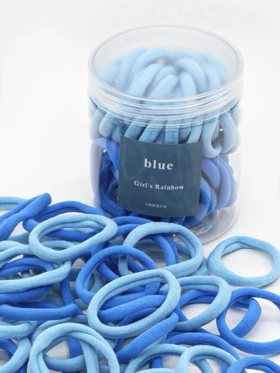 50 Blue Hair Bands - Soft, Durable and No Metal - Perfect for Curly and Straight Hair - for Women Men and Girls - Daily Use