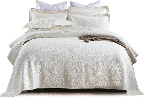 Miniatura 10 de ABREEZE Juego de edredón de cachemira gris, tamaño Queen, juego de edredón floral vintage de algodón, juego de colcha acolchada, edredón de algodón