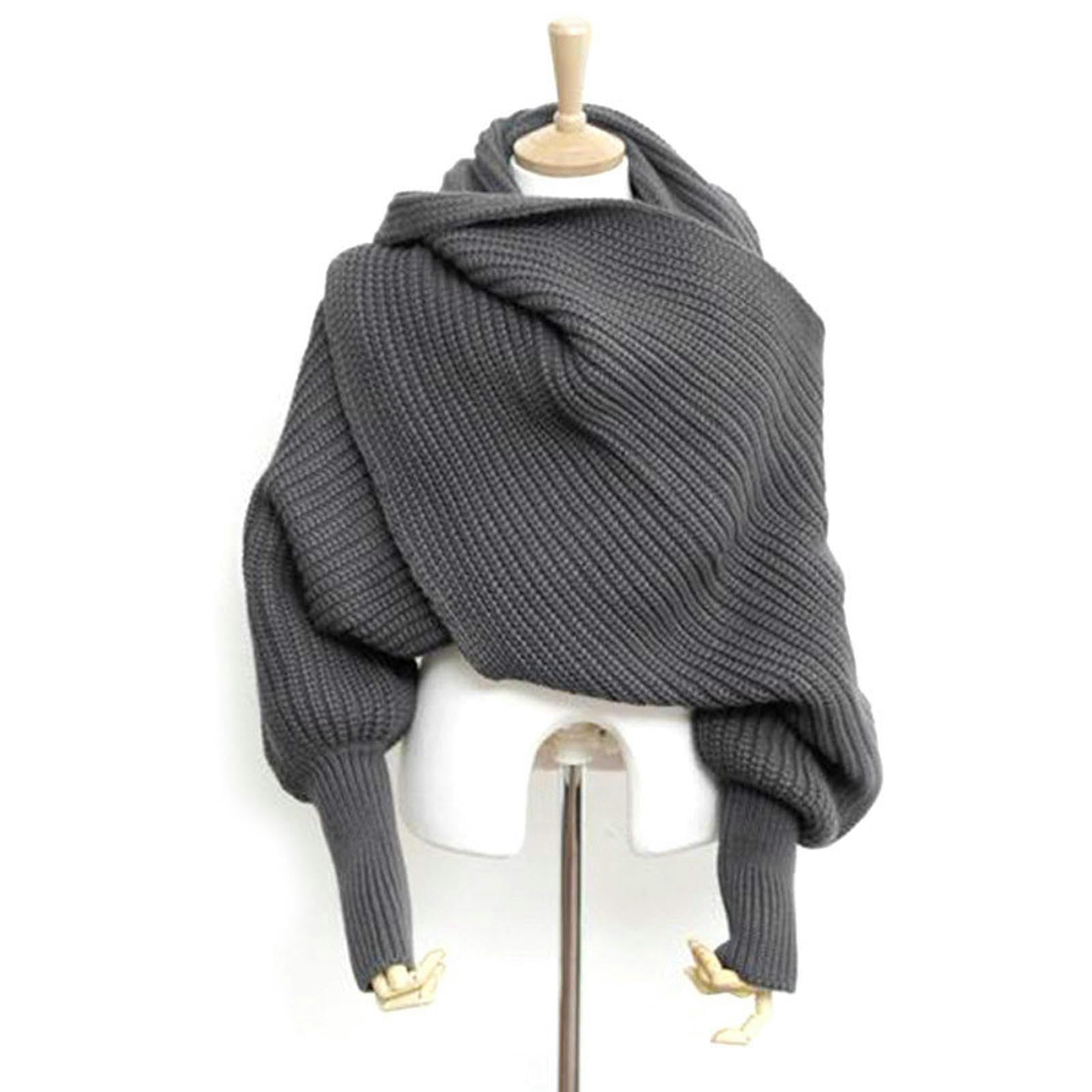 Sciarpa lunga da donna invernale in stile europeo con maniche Sciarpe lavorate a maglia di lana per donna Scialle casual caldo spesso di alta qualità