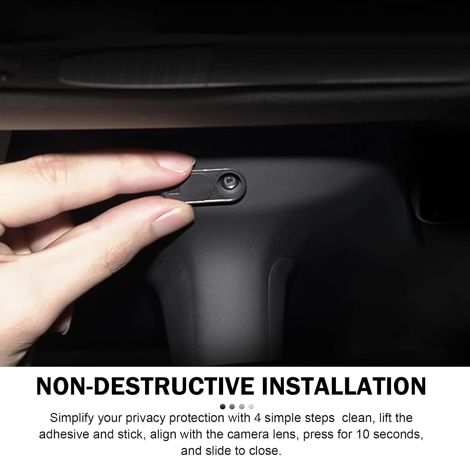 Car Camera Slider Cover, Ultra-Thin Camera Protection Cover, Anti-Scratch Webcam Covers for Privacy and Security, Compatible with Model 3 and Model Y (Black)