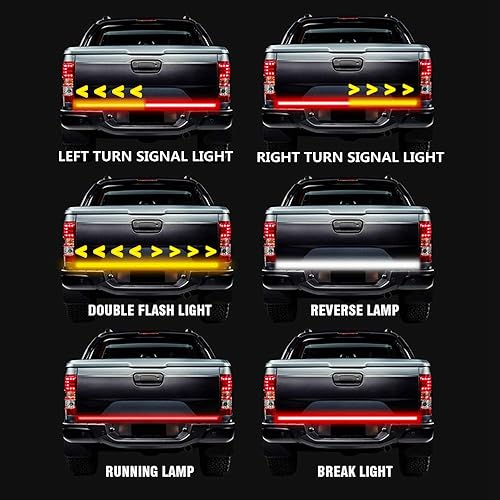 Miniatura 7 de Barra de luz para portón trasero, accesorios para camioneta, luz LED de freno, con 3 filas, 504 luces LED y conector plano de 4 pines con cableado,