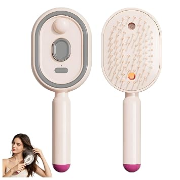 Electric Mist Massage Comb, Electric Steam Brush for Hair, Rechargeable Water Spray Hair Brush, Detangling & Anti-Static Hair Brush, Reduce Frizz, Smooth & Nourish Pink