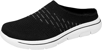 Mens Slip On Mule Trainers Mens Orthopedic Mules Breathable Walking Shoes Wide Fit Plantar Fasciitis Sneakers Knit Hollow Out Shoes Lightweight Garden Clogs Indoor House Slippers Outdoor Clogs