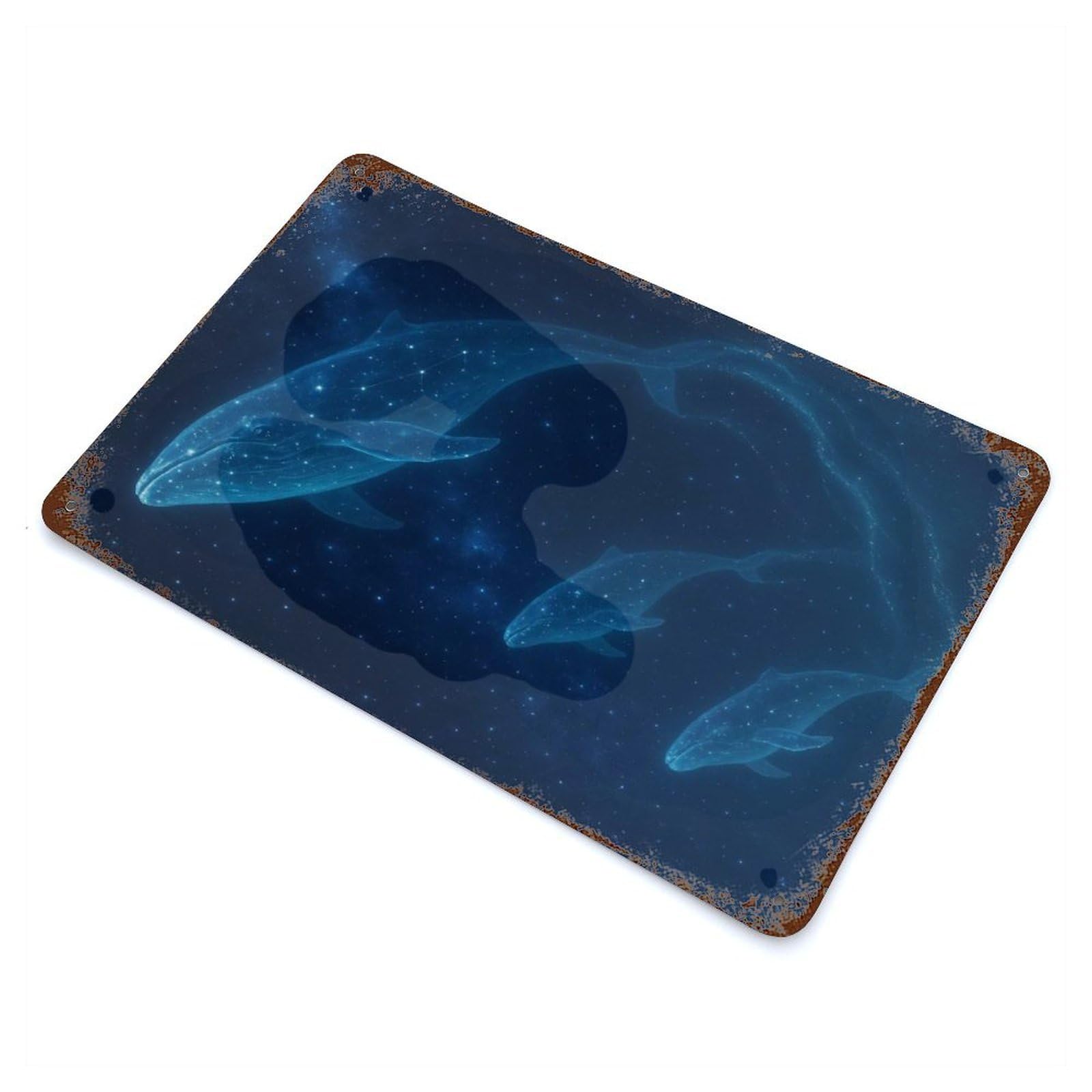 Celestial Whales in Starry Night Vintage Metal Tin Sign 11.8"x7.9", Industrial Home Decor for Garage, Pub Or Kitchen