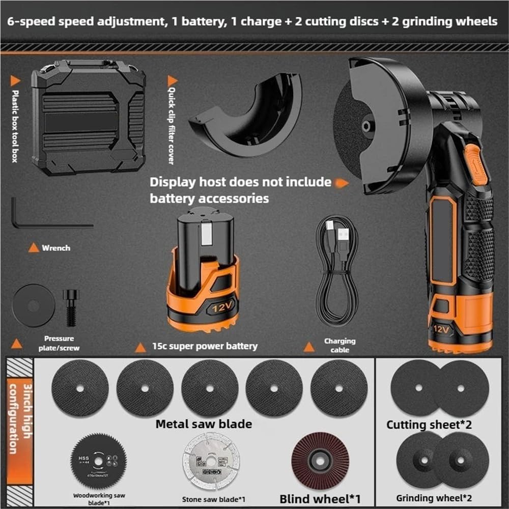 Cordless Electric Angle Grinder 6-speed Regulation Lithium Battery Polishing Grinding Machine Diamond Cutting Power Grinder