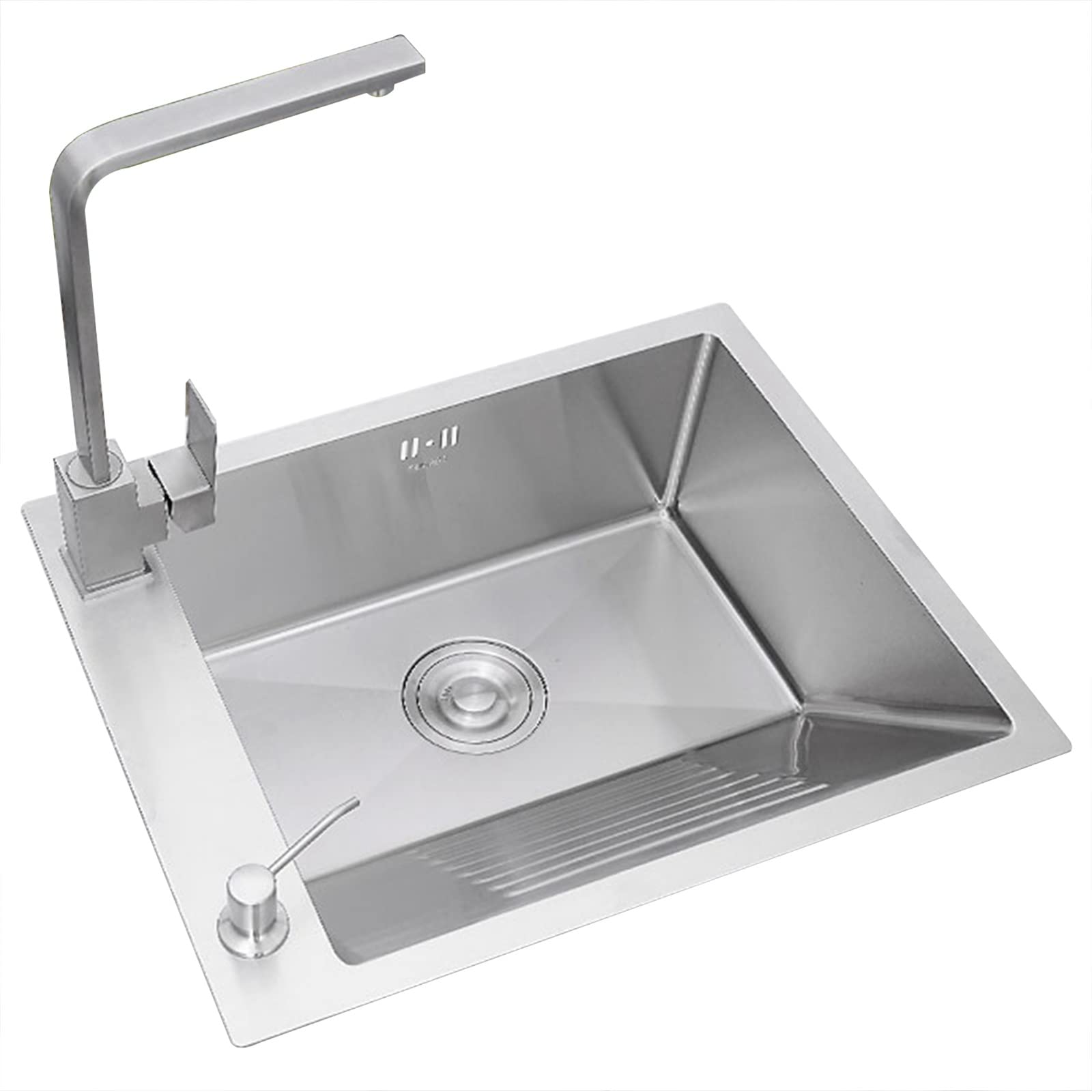 Fregaderos, Fregadero de Cocina Balcón Fregadero de Acero Inoxidable Fregadero Manual con Tabla de Lavar Fregadero Individual Fregadero de Lavandería Fregadero Multifuncional Engrosado/Plata4/