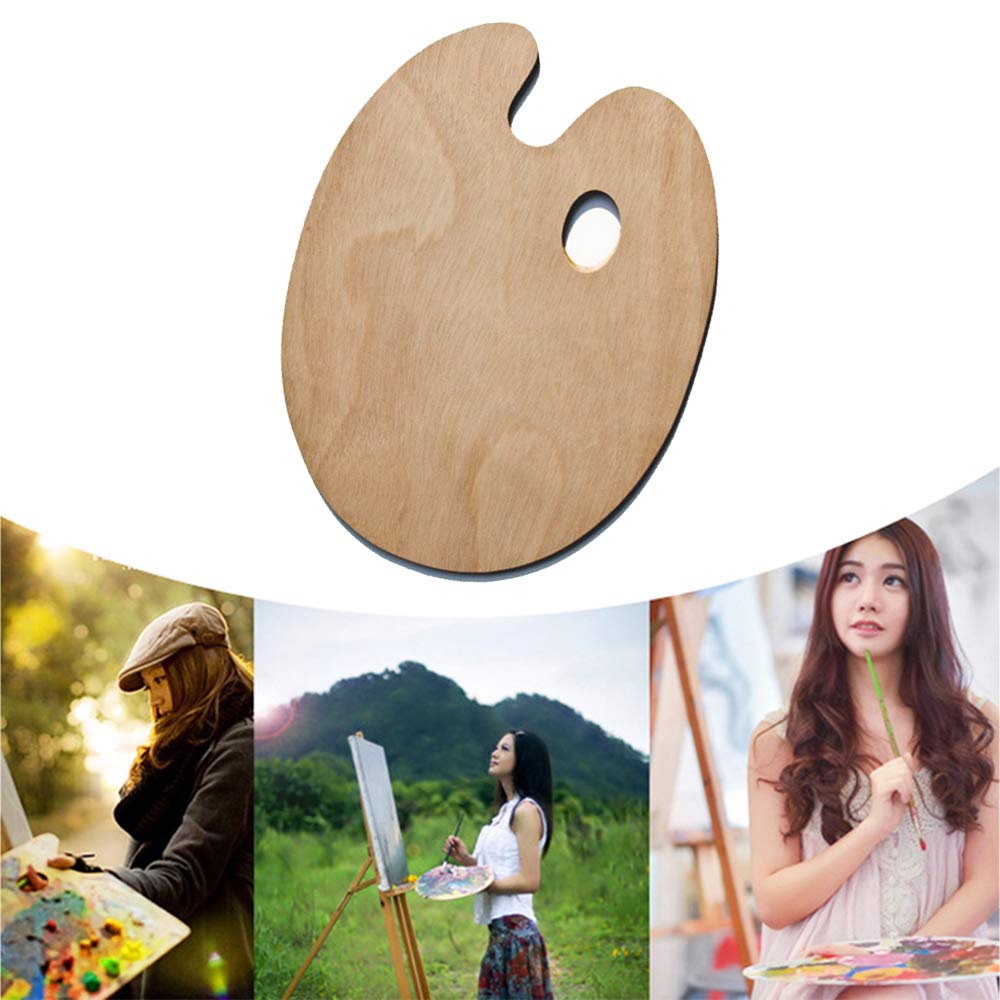 Tavolozza In Legno Per Pittura - Formato Ovale 25x30cm Con Foro Per Pollice Per Colori A Olio E Acrilici