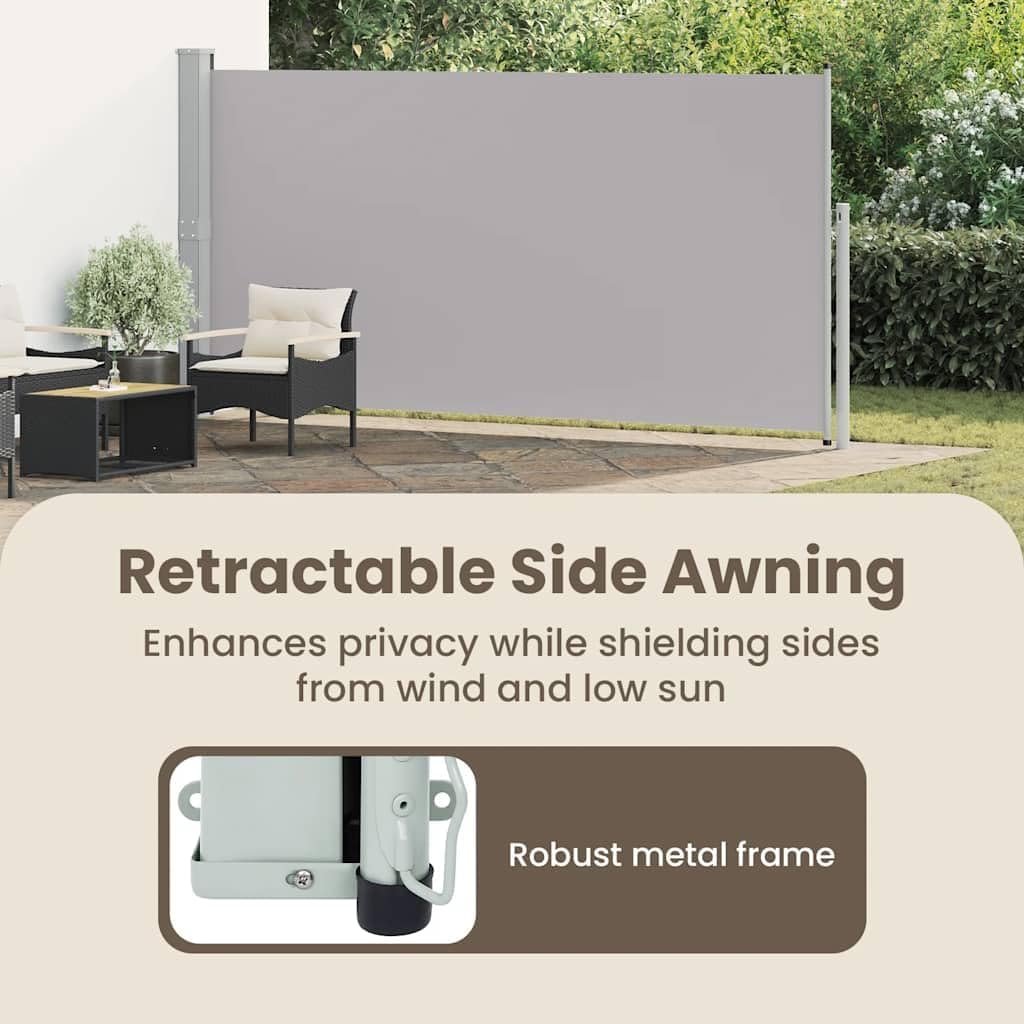 vidaXL Retractable Side Awning UV-Proof Tear-Proof Outdoor Garden Balcony Privacy Terrace Screen Sunshade Blind Divider 63"x196.9" Gray