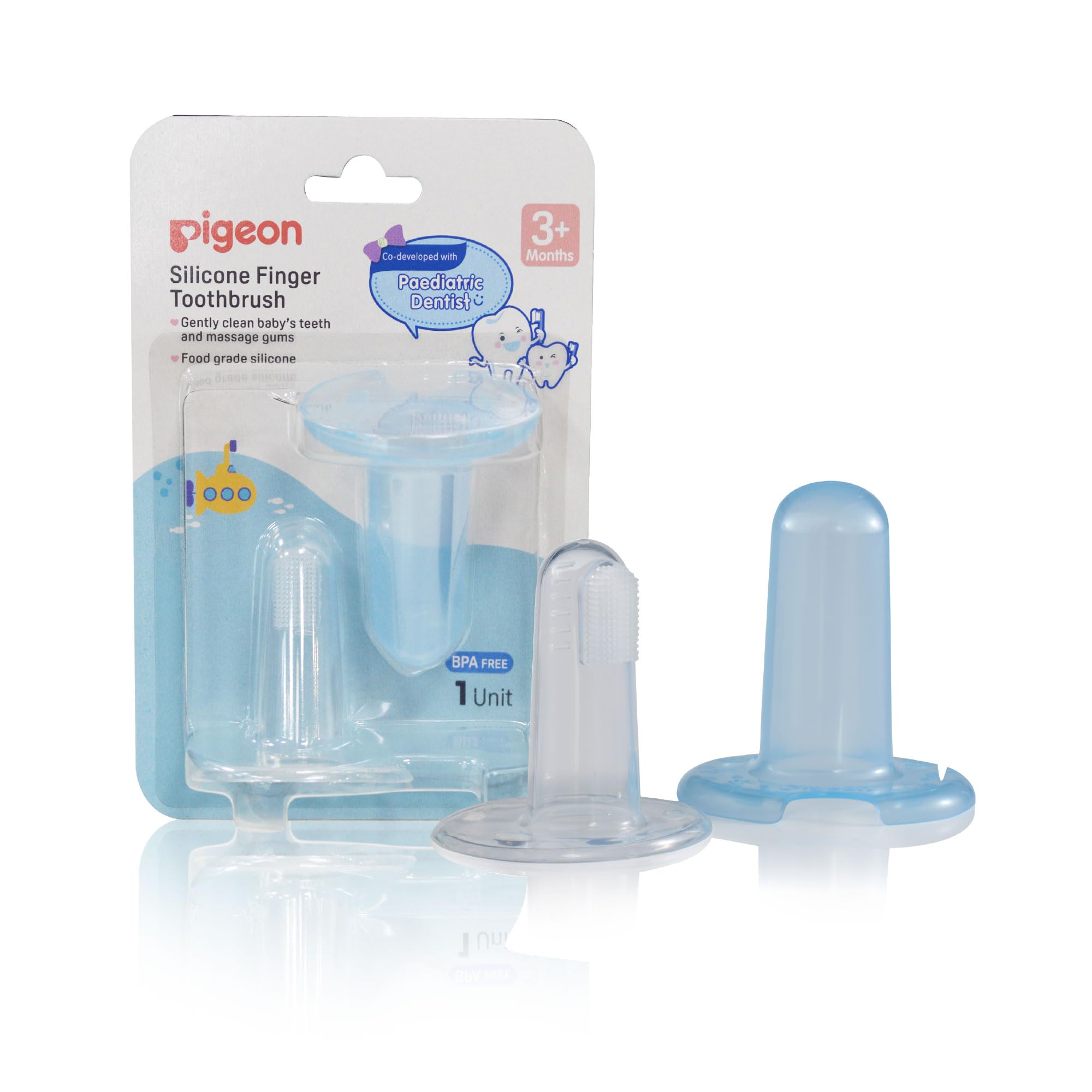 PIGEON BABY SILICONE FINGER TOOTHBRUSH FOR 3+ MONTHS BPA FREE WITH 0-4 MILK TEETH-picture-23