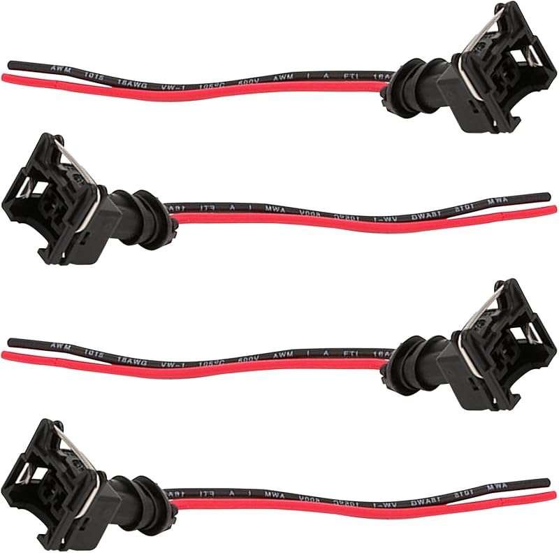 Conector de bico injetor DYEKNEE com chicote e núcleo de cobre – Kit com 4 unidades