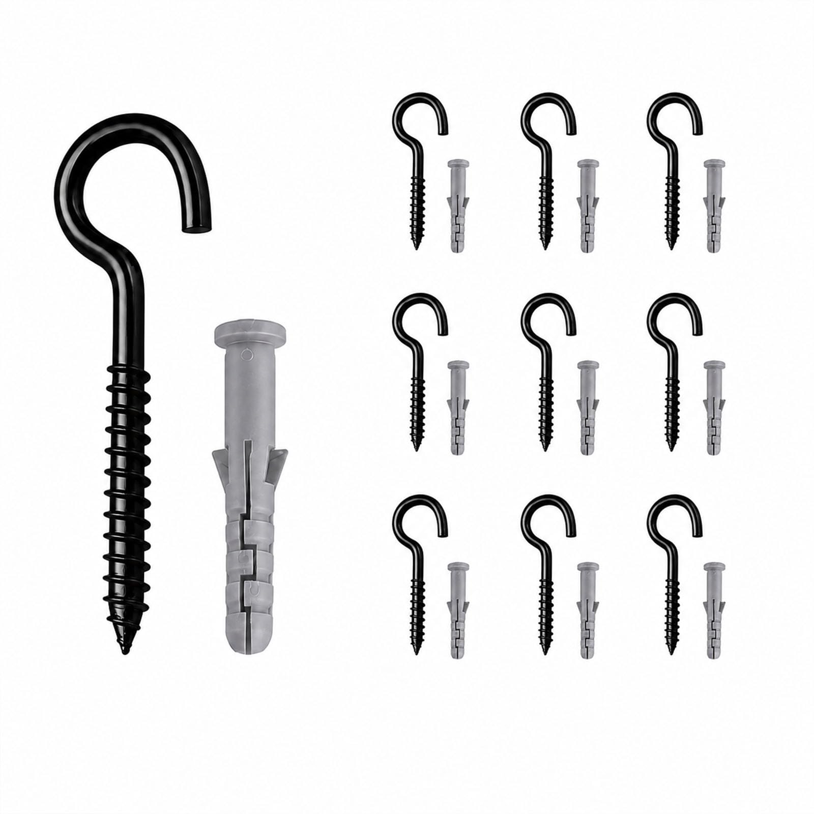 10 Pack M6×80 mm 304 Stainless Steel Eye Screws Metal Screw in Hooks Black